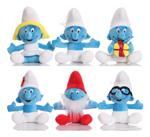 6pcs The Smurfs Peluche Muñeca Juguete Navidad Regalo 23cm