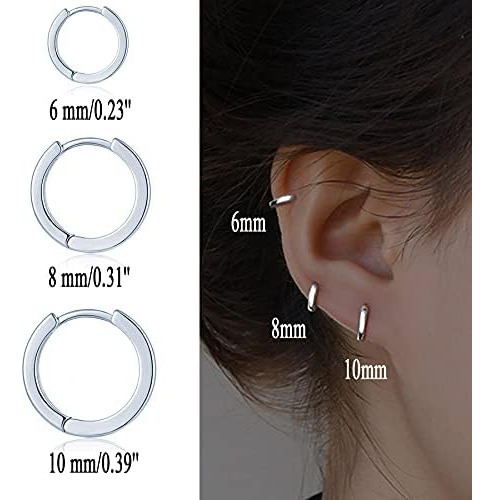 Cusua 3 Pares De Pendientes De Aro De Plata Para Hombre Y Mu