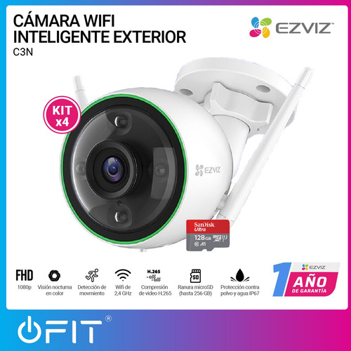 Imagen 2 de 10 de Kit X4 Cámara Seguridad 360 Wifi Ezviz + 4 Memorias Sd 128gb