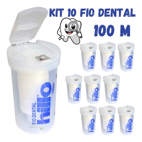 Fio Dental Hillo Kit 10 1000 Metros Premium Odontólogico