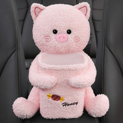 Para Coche Bote De Basura Juguete De Peluche Lindo Cerdito