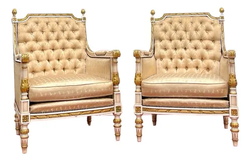 comprar Par De Poltronas Estilo Luís Xvi Em Madeira Sofá Antigo