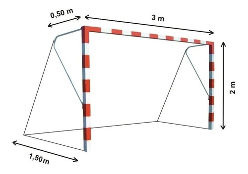 Red Arco Papi Futbol Salon Futsal Chico 3x2m Trapezoidal 3mm