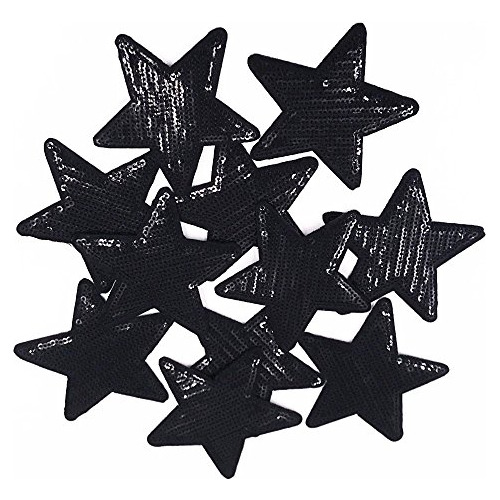 Juego De 10 Parches Termoadhesivos Yalulu Con Estrellas Negr