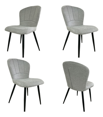 Juego Comedor Bulnes Neolith Cromo 120 + 4 Sillas Panama Gris Chenille