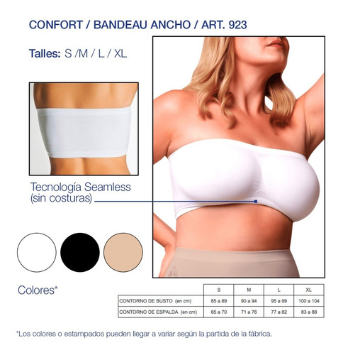 Imagen 4 de 9 de Corpiño Bandeau Seamless Aretha 923 Ancho S/costura Pack X2