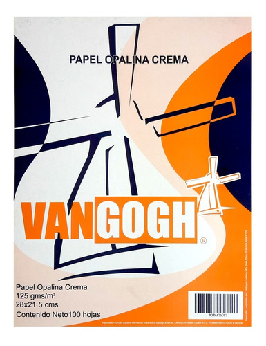 Papel Opalina Van Gogh 125g Crema Carta Con 100 Hojas