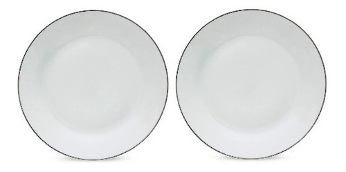 2 Platos Selecta De Mesa 26 Cm Con Borde Plateado Porcelana