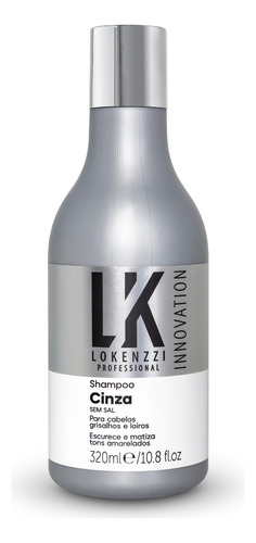  Shampoo Matizador Sem Sal Cinza Lokenzzi 320ml