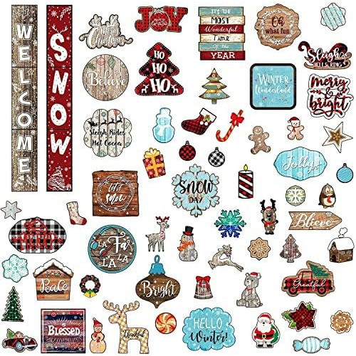 60 Pcs Christmas  In Board Decoration Xmas Home Sweet M...