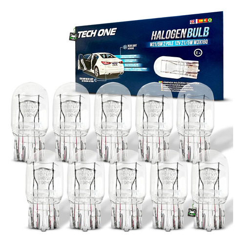 Kit 10 Lâmpadas Super Pingão W21/5w 2 Polos 12v 21/5w W3x16q