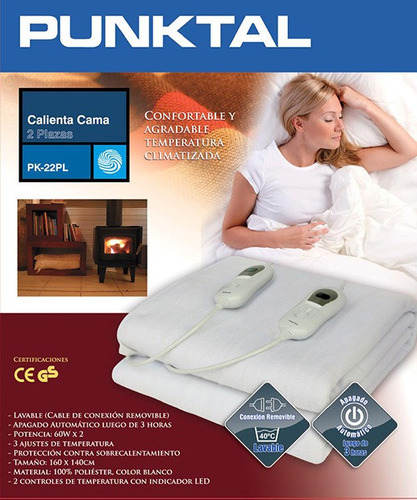 Calienta Cama Punktal 2 Plazas 100% Poliester Indic. Led Amv