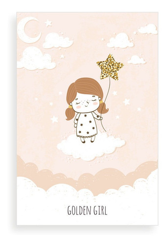 Imagem 1 de 4 de Quadro Infantil Menina De Ouro A4 Pvc 3mm