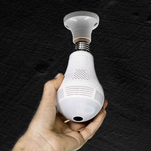 Lâmpada Câmera Led Wifi Ip Hd Panorâmica 360º Espiã Celular