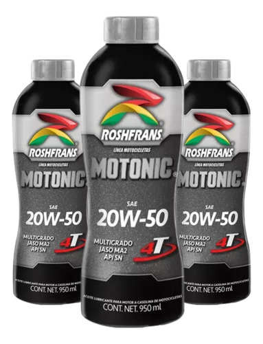 Aceite Para Moto 4t 20w-50 Mineral Roshfrans Motonic 950ml