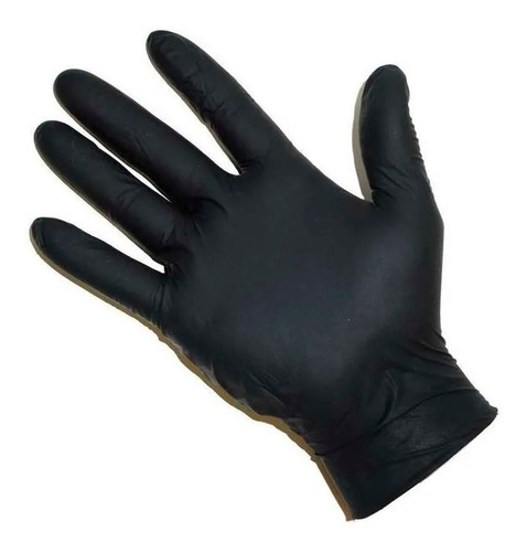 Imagen 3 de 6 de Guantes Negros De Nitrilo Descartables X 100 Unidades