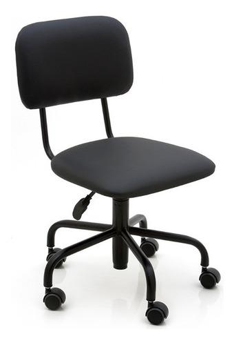 Cadeira Home Office Preta Com Rodinhas Anti Risco E Ruido Cor Preto Material do estofamento Couro sintético