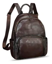 Comprar Ivtg Mochila De Cuero Genuino Para Mujer, Estilo Vintage, De