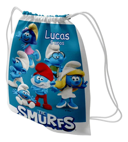 comprar 10 Mochila Saco Personalizada Lembrancinha Os Smurfs 20x30cm