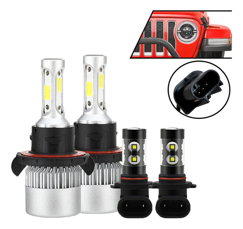 Kit De Focos Led 8000lm Luz Alta/baja/niebla Para Jeep