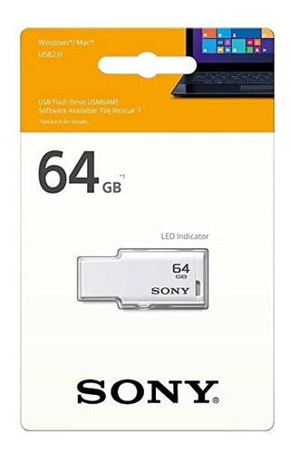 Sony Pendrive Microvault 64gb Blco Usb 2.0 Usm64m1w Ecoffice