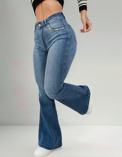 Pantalón Jean Oxford Elastizado Levanta Cola Gooco Mujer