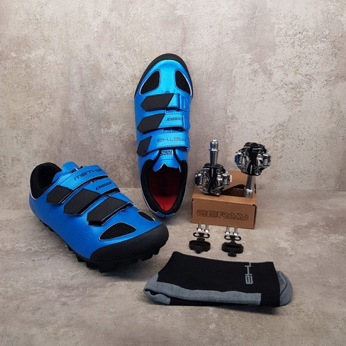 Zapatilla Ciclismo Mtb Metha Cross + Pedales + Medias Regalo