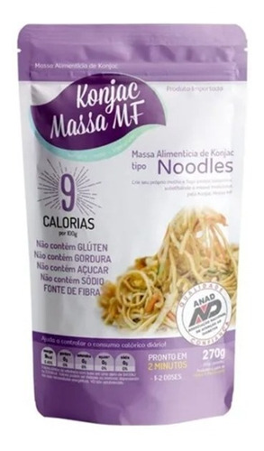 Noodles Konjac Massa Shirataki 270g  S/ Glúten Apenas 9 Kcal