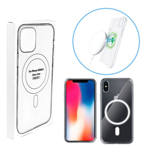 Funda Magnética Carga Inalambrica Para iPhone XS Max Color Transparente Liso