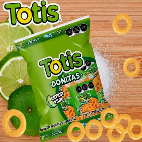 Totis Donita Delicioso Sabor Sal Y Limón, 25 Pz 10 Gms C/u