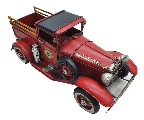 Imagem 2 de 4 de Caminhão Fire Bombeiros Antigo Enfeite Metal 28 Cm-la Verne