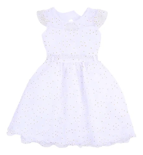 Vestido Infantil Mini Miss Tule Estampa Flor E Cinto Pérola