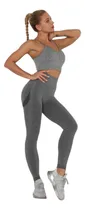 Comprar Conjunto Deportivo Lycra Push Up + Crop Top Gris Ref. 5055