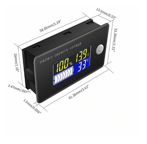 Voltímetro Dc Digital 12v 24v 36v 48v Medidor Nível De Carga