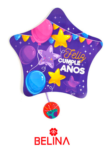Piñata Estrella Feliz Cumpleaños 39x42cm