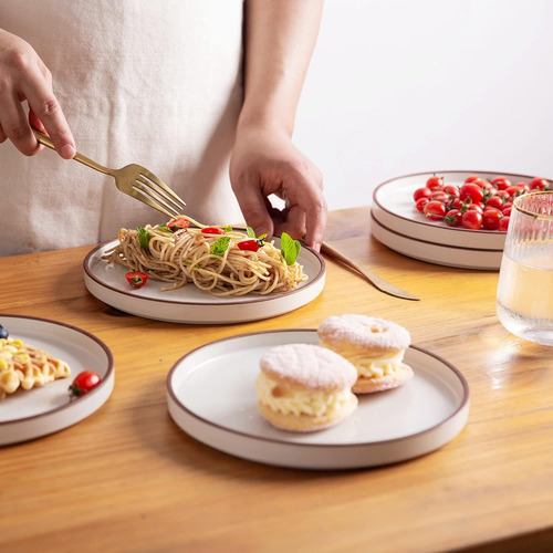 Set Platos 20.32 Cm 6 Pcs Cerámica Redonda Ensalada