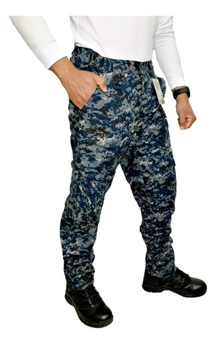 Pantalon Aviador Digital Azul De Cierres Militar