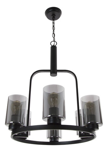 Lámpara Colgante Vintage E26 60w Negro Mate 6 Luces