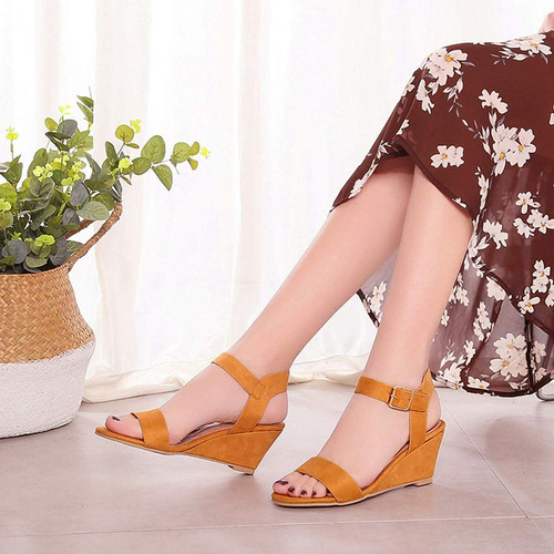 Sandalias Tacones Plataformas Con Hebilla Moda Para Mujer