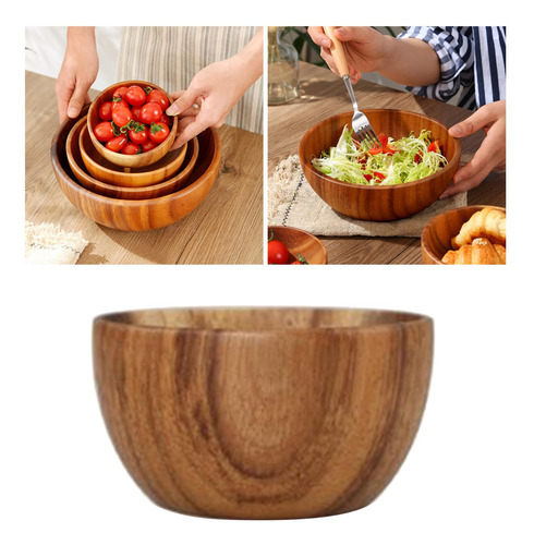 6 Ensaladera De Madera Redonda Cocina Mezcla De Los 8x6cm