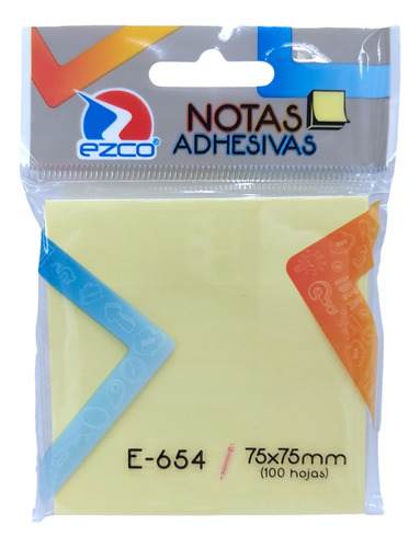 Notas Adhesivas Ezco E-654 75x75mm Amarilla 100 Hojas