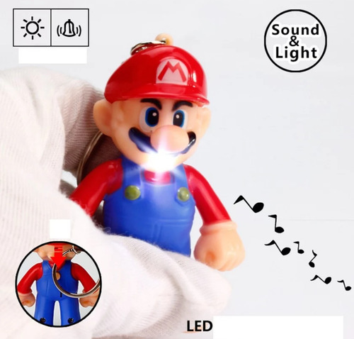Chaveiro Super Mario Bros Com Som E Luz De Led 5cm