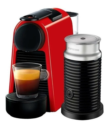 Imagen 1 de 6 de Cafetera Nespresso Essenza Mini Roja + Aeroccino Espumador