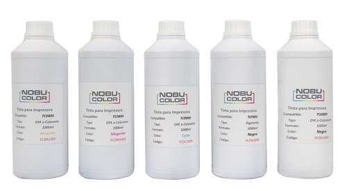 Set 5 Tintas 1000ml. Recarga 5 Colores Dye-pig Para Canon