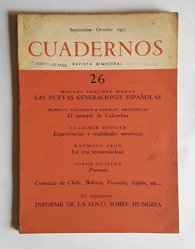 Revista Cuadernos Nro 26, Sept. Oct. 1957, Jorge Guillen, Ot