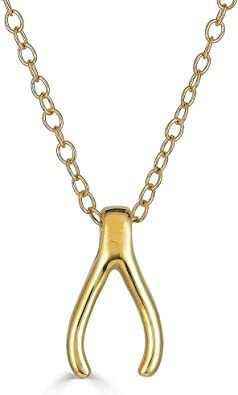 Colgante Wishbone En Oro Amarillo De 14 Quilates, Cadena De