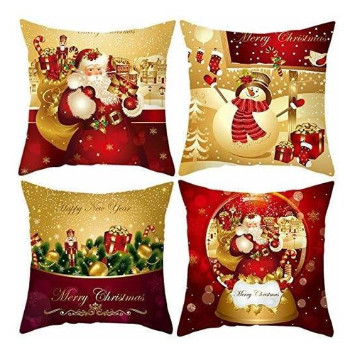 Gludear Fundas De Almohada Navideñas De 18 X 18 Pulgadas, Ju