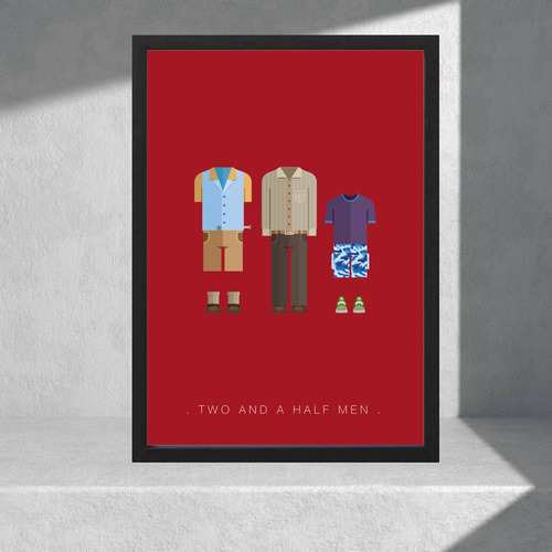 Cuadro Decorativo Series - Two And Half Men 04 - A3 30x40 Cm Rojo Negro