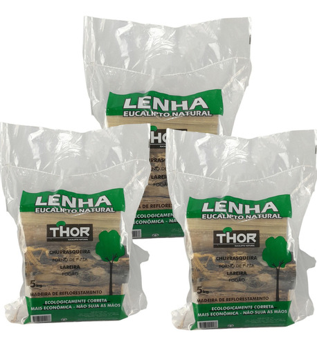 Lenha Eucalipto Natural Thor Ecologicamente Correta 15kg