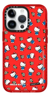 Case iPhone 14 Plus Hello Kitty Flower Rojo Transparente